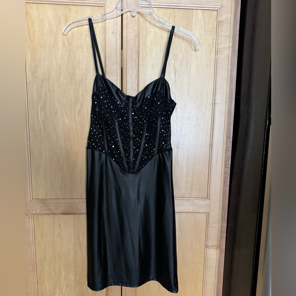 Black Corset Style Dress with Spaghetti Straps